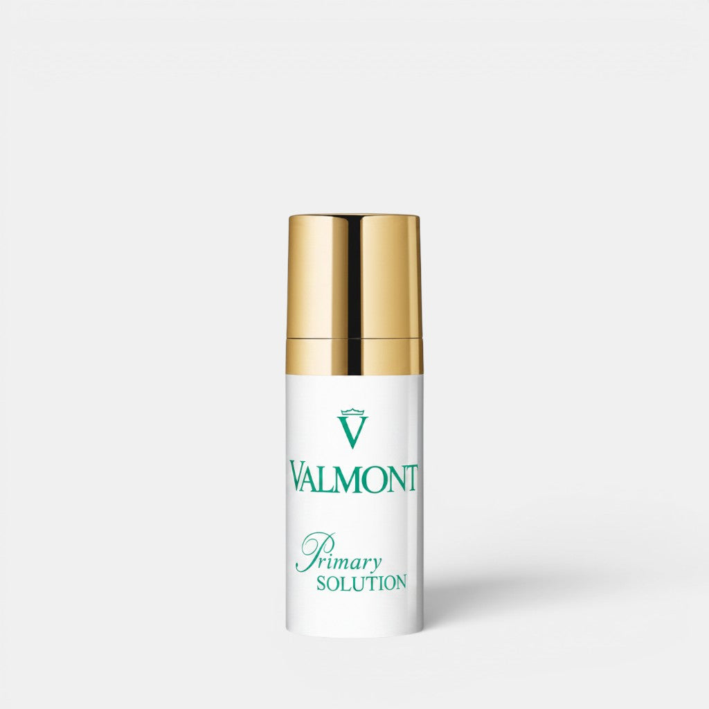 Shop Rescue Spa Valmont Primary Solution targeted skin serum in a white bottle with a gold cap.