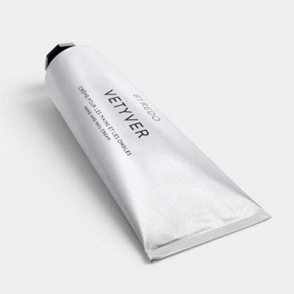 Shop Rescue Spa Vetyver Hand &amp; Nail Cream in a sleek silver metal tube for daily moisturizing and woody fragrance.