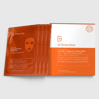 Shop Rescue Spa Dr Dennis Gross Vitamin C Lactic biocellulose brightening treatment mask sachets in orange packaging