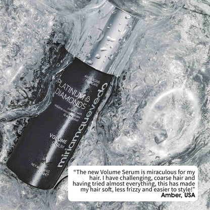 Shop Rescue Spa Platinum &amp; Diamonds Volume Serum bottle in water splash for anti-aging hair care and diamond glow.