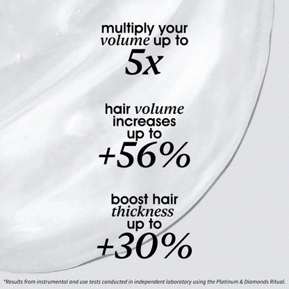 Shop Rescue Spa volume shampoo texture showing clinical results for increased hair thickness and volume