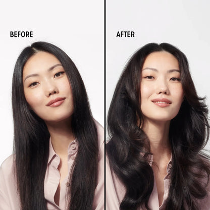 Shop Rescue Spa Conditioner for Magnificent Volume showing a model with before and after hair results