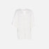 Shop Rescue Spa Aigue-Marine white embroidered linen short dress with V-neck and wide 3/4 sleeves