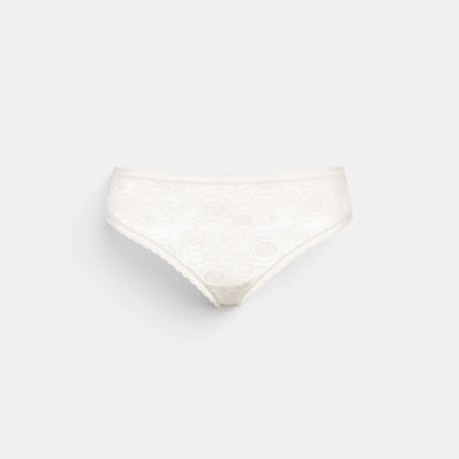 Shop Rescue Spa Citrine Lys white lace tanga panty with delicate floral embroidery and scalloped edges.