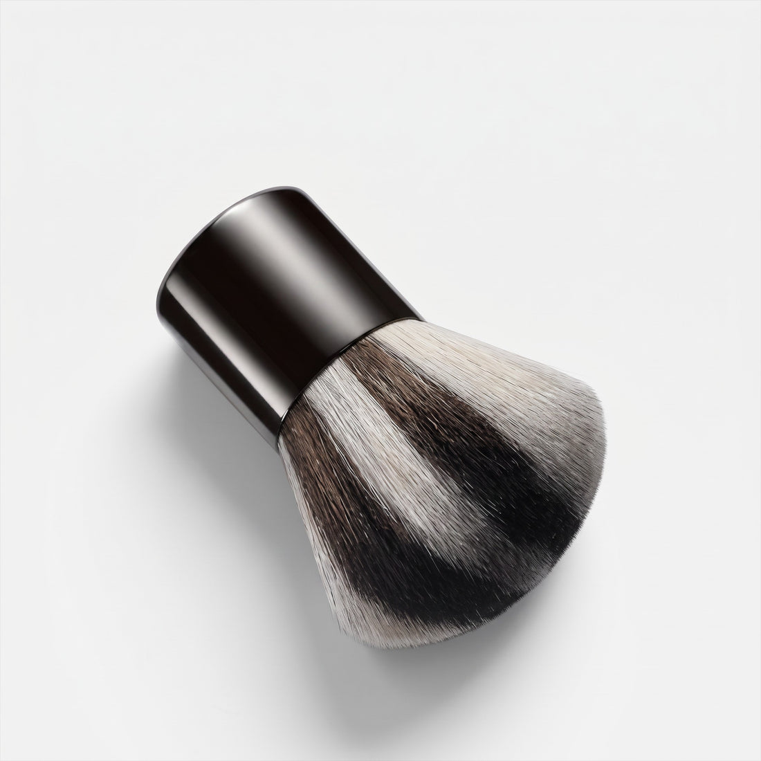 Shop Rescue Spa kabuki brush with soft goat hair and a chic zebra print pattern on a white background