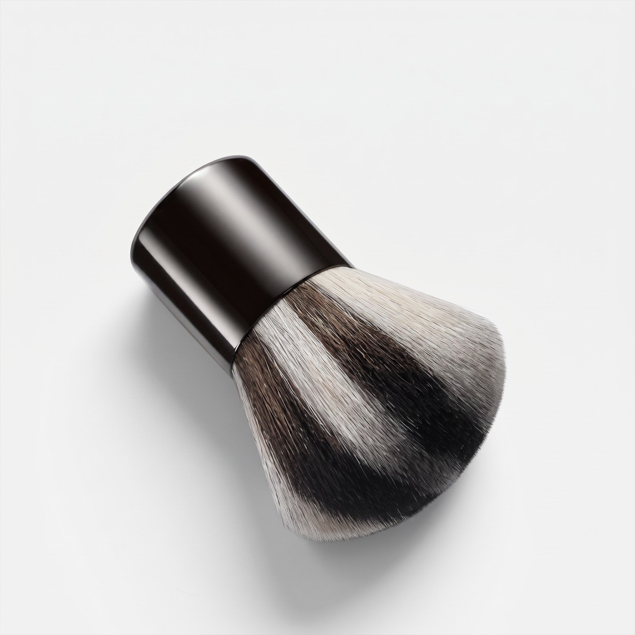 Shop Rescue Spa kabuki brush with soft goat hair and a chic zebra print pattern on a white background