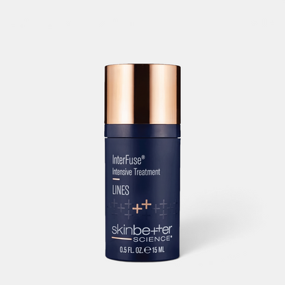Shop Rescue Spa skinbetter science InterFuse Intensive Treatment LINES in a dark blue bottle with a metallic cap