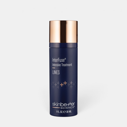 Shop Rescue Spa skinbetter science InterFuse Intensive Treatment LINES in a navy blue bottle with a rose gold cap.