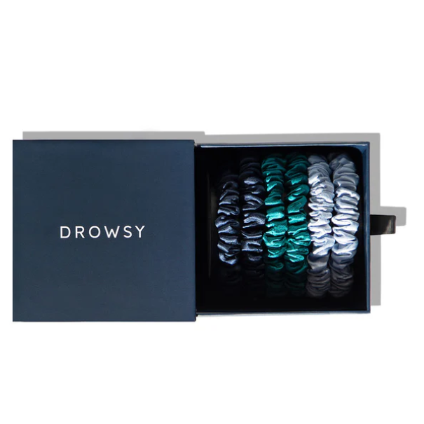 Skinny Scrunchie Set - Blue &amp; Green 6pcs