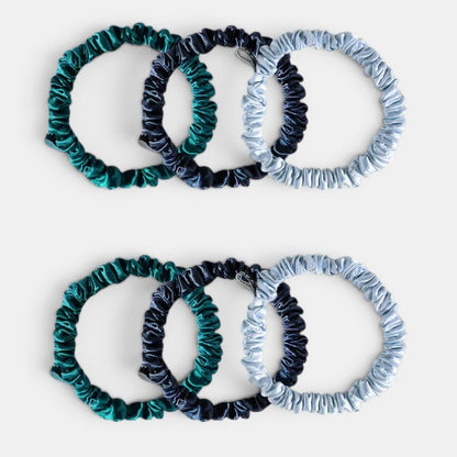 Skinny Scrunchie Set - Blue &amp; Green 6pcs
