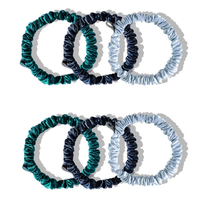 Skinny Scrunchie Set - Blue &amp; Green 6pcs