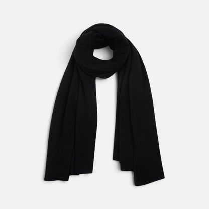 Shop Rescue Spa black cashmere travel wrap, a soft and versatile unisex knit scarf or lightweight blanket.