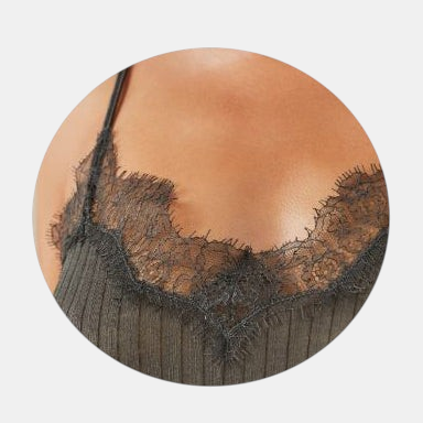 Shop Rescue Spa Richelieu spaghetti top in dark shadow featuring delicate lace trim and ribbed Pima cotton fabric.