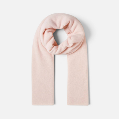 Shop Rescue Spa pale pink cashmere travel wrap, a soft and lightweight unisex knit scarf or cozy blanket accessory.