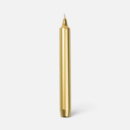 Shop Rescue Spa Madeleine gold taper candle with a smooth metallic finish and traditional wax construction