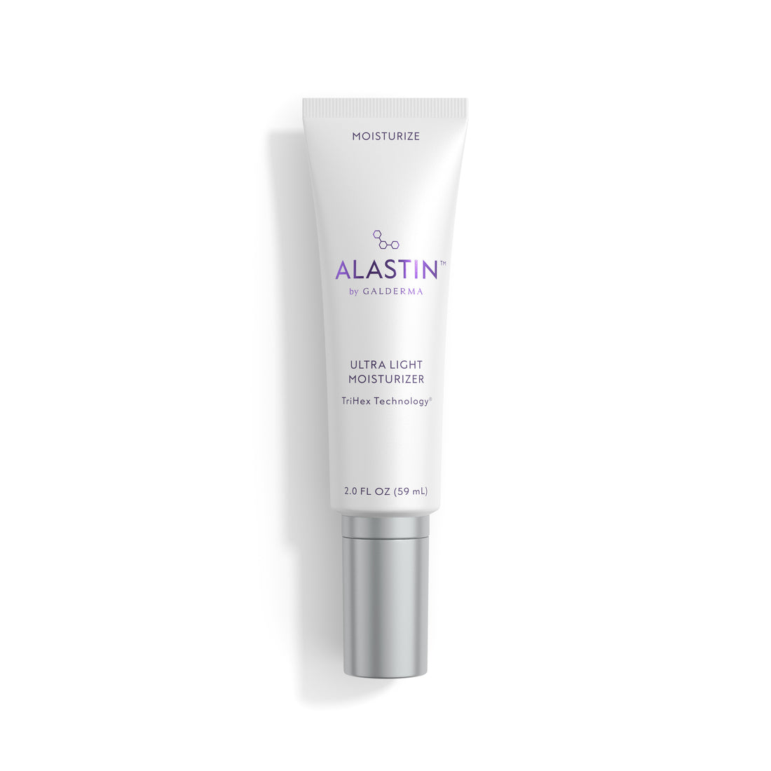 Alastin ultra light moisturizer tube on a white background.  Restorative Moisturizer with ceramides