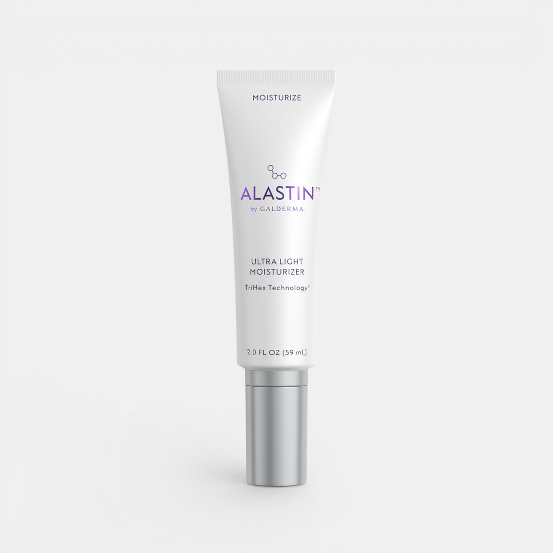 Alastin ultra light moisturizer tube on a white background.  Restorative Moisturizer with ceramides