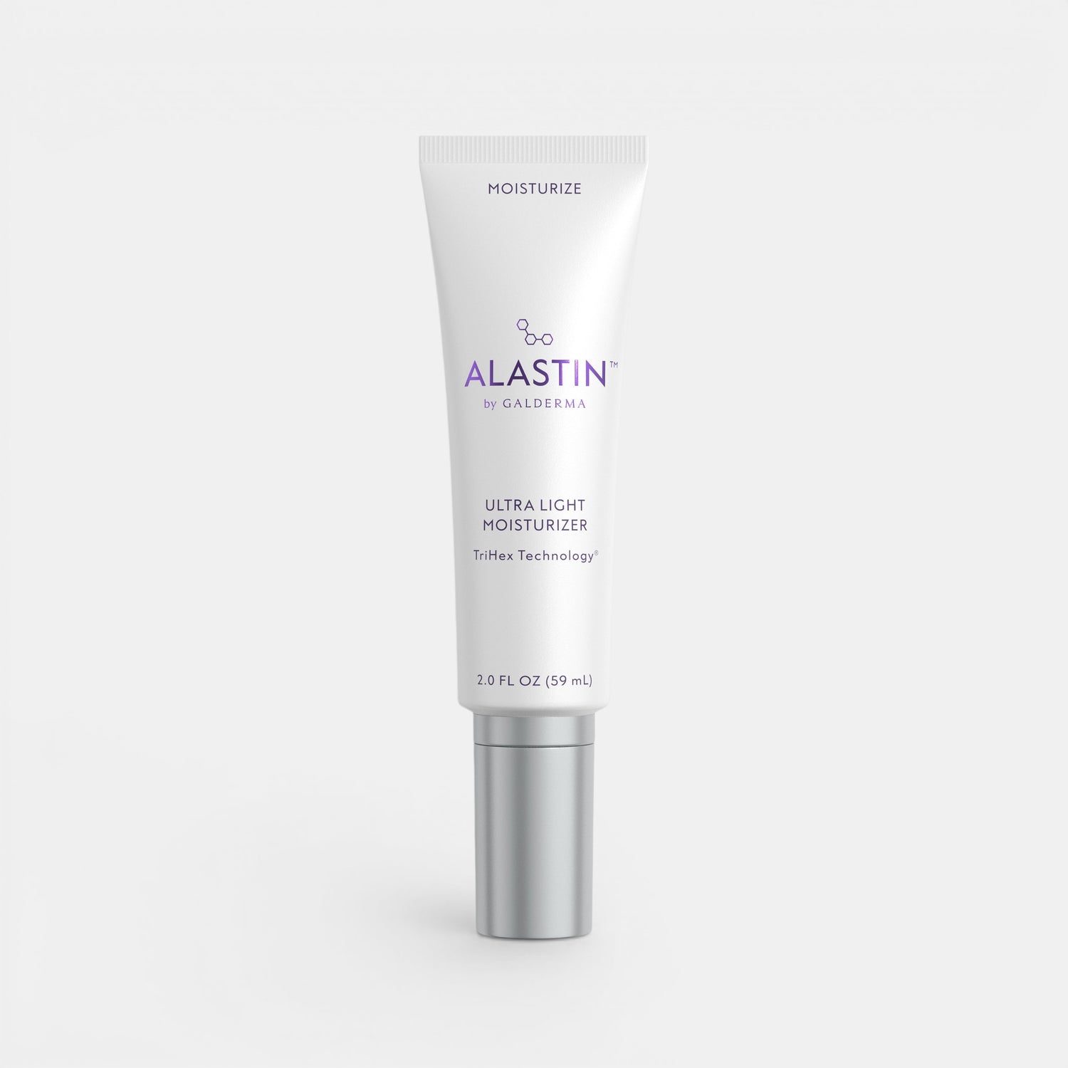 Alastin ultra light moisturizer tube on a white background.  Restorative Moisturizer with ceramides