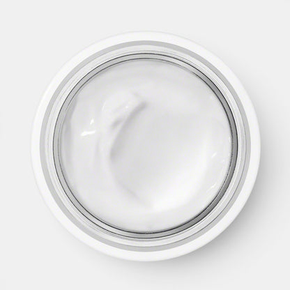 Open jar of Valmont Prime Renewing Pack displaying visible cream inside on a white background.