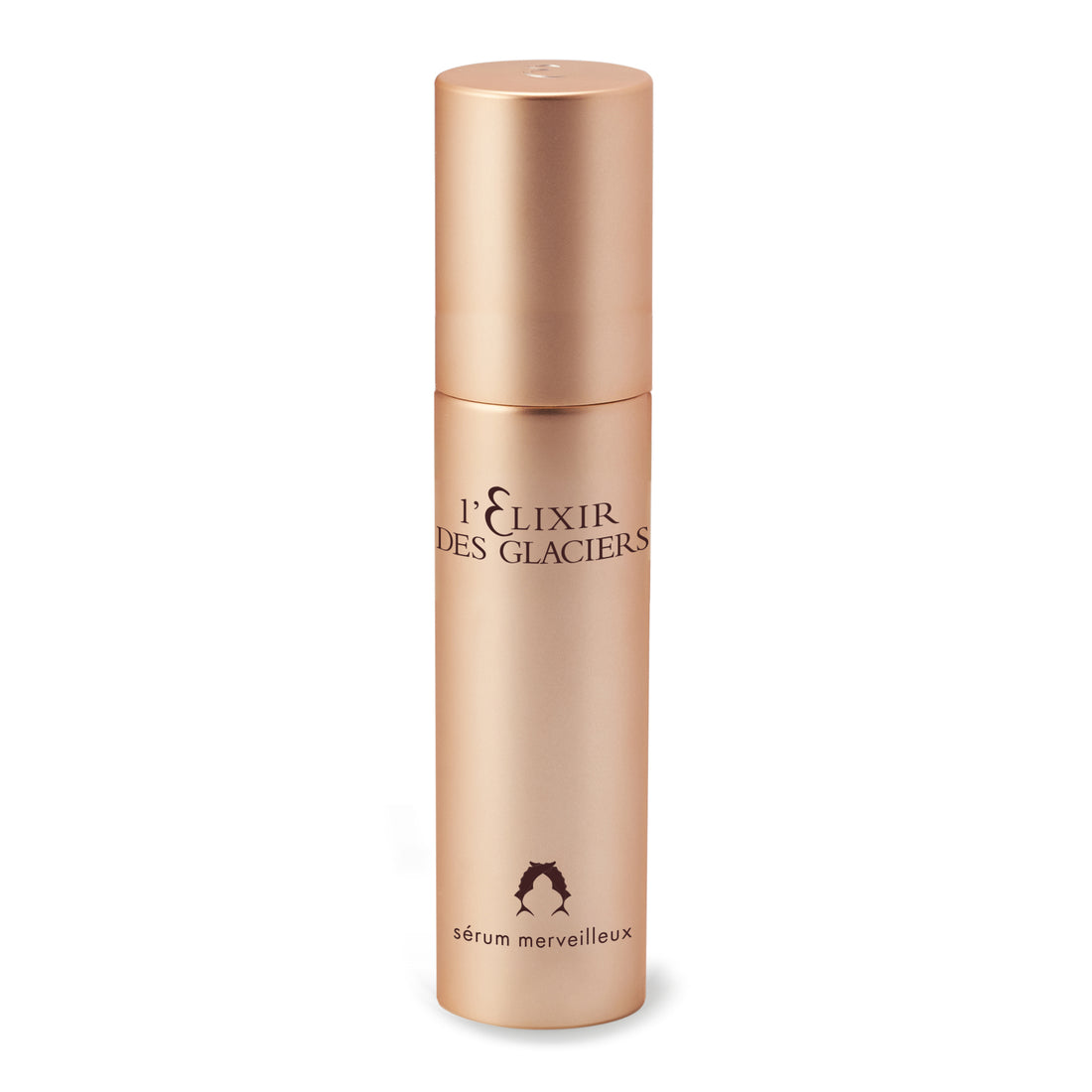 Valmont Serum Merveilleux positioned upright with a white background in a golden bottle. A serum that remineralizes, boosts radiance, smooths and firms.
