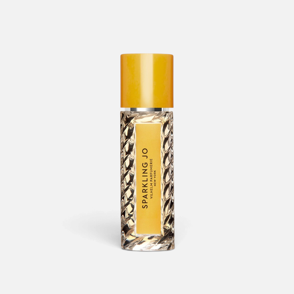 Shop Rescue Spa Sparkling Jo perfume bottle with a textured glass design and yellow label and cap