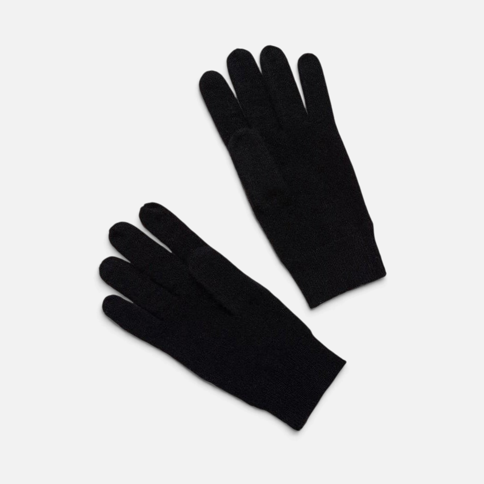 Shop Rescue Spa black cashmere gloves for winter, featuring a classic knit design for warmth and comfort.