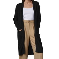 Cashmere Long Open Cardigan Black